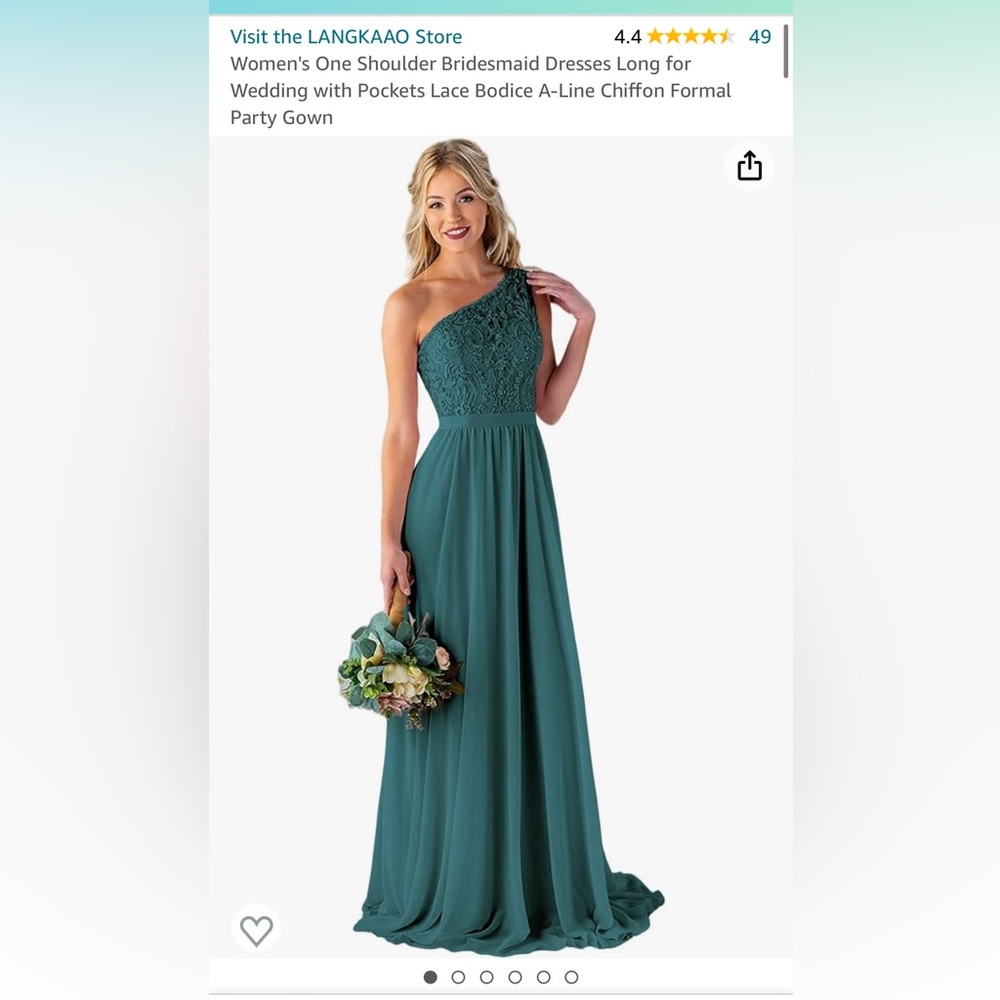 TEAL One Shoulder Bridesmaid Dress